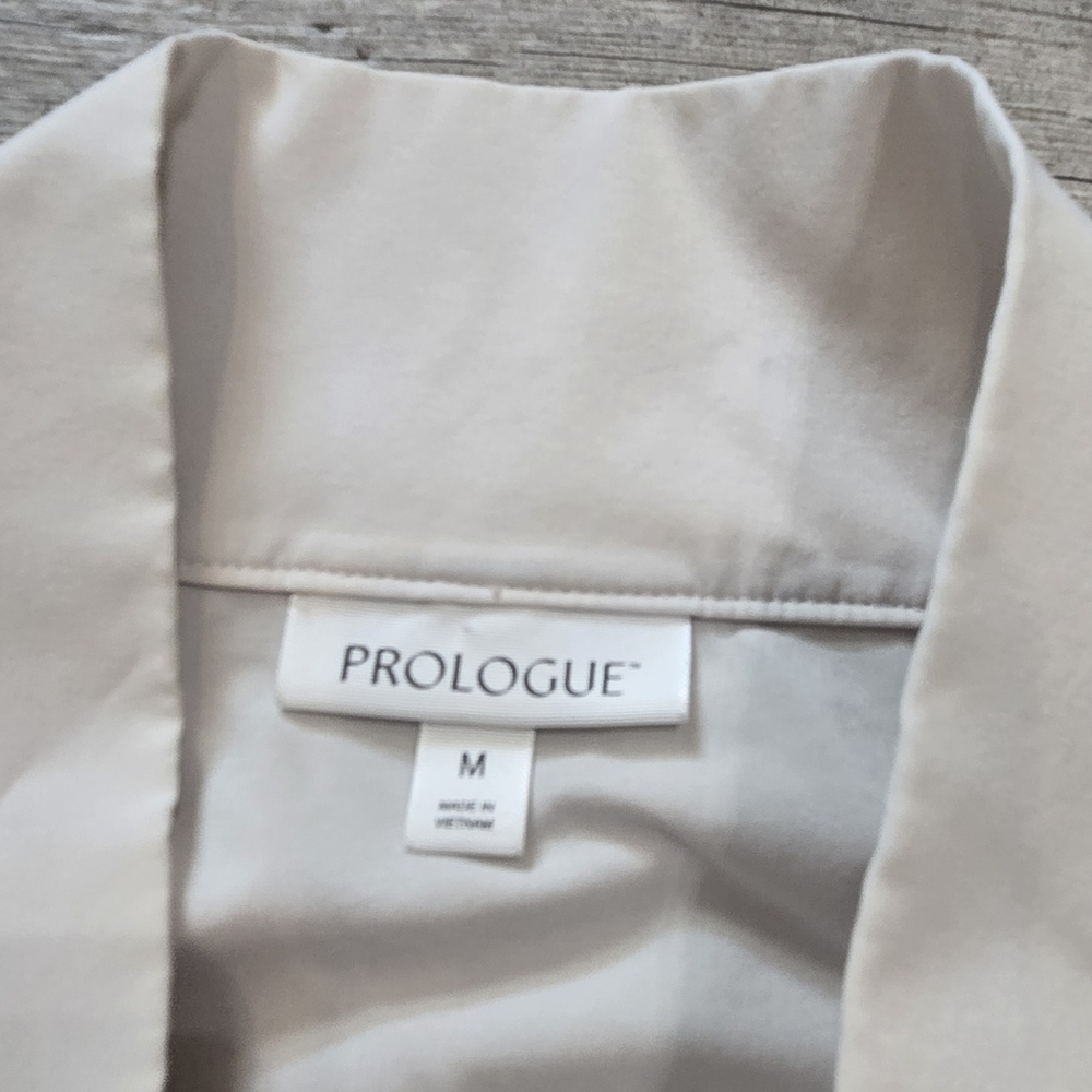 Prologue Cream Windbreaker Mock Turtleneck Short Sleeved Lightweight Dress, M - Picture 2 of 10